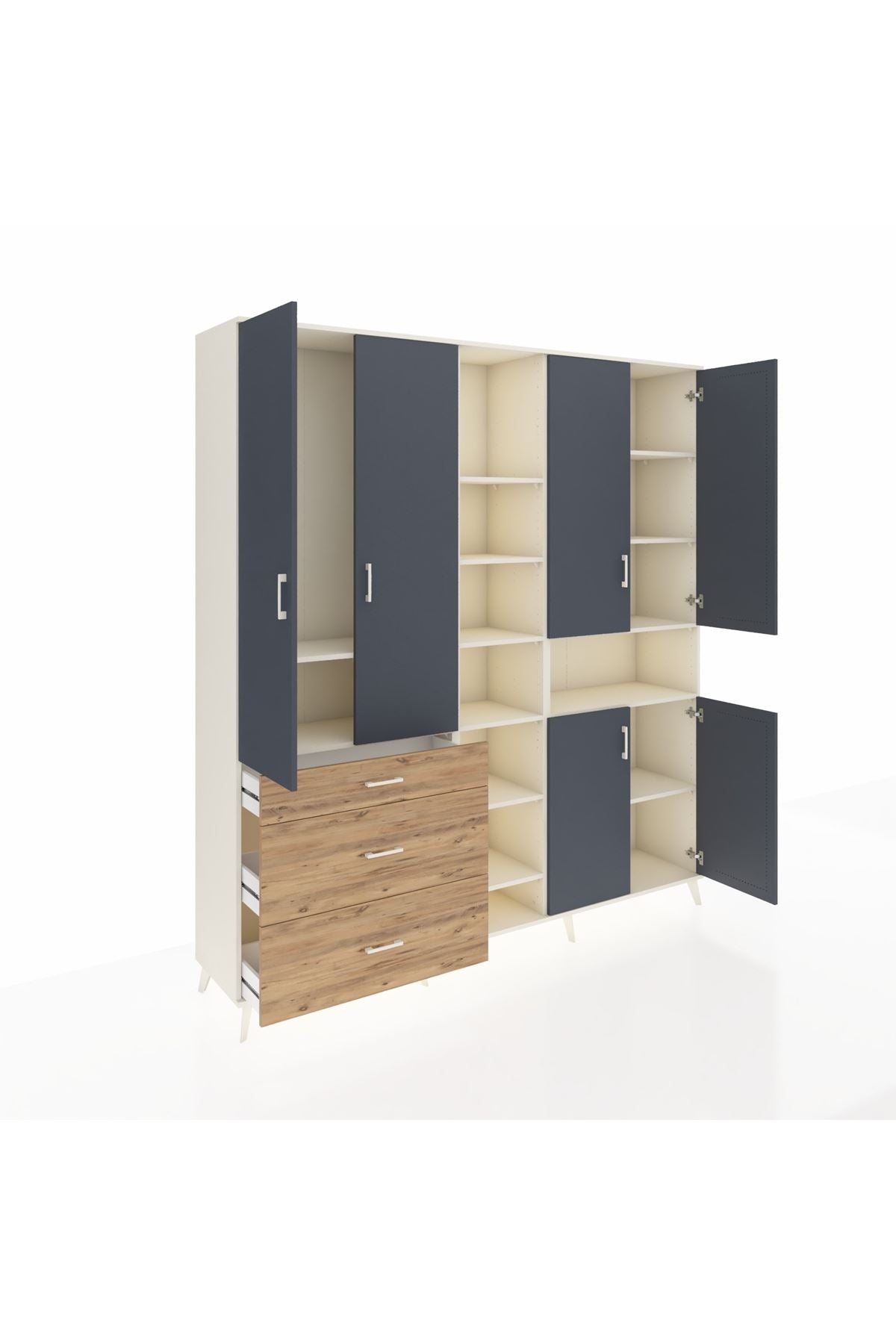 Hyperion Dolap 13 Raflı 3 Çekmeceli 6 Kapaklı 220x44x243 - S553M039V09B