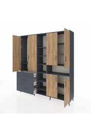 Hyperion Dolap 13 Raflı 3 Çekmeceli 6 Kapaklı 220x44x243 - S553M039V11B