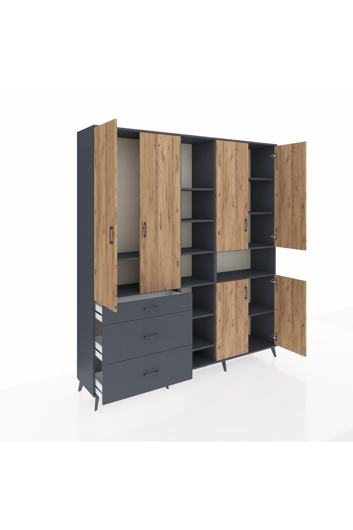 Hyperion Dolap 13 Raflı 3 Çekmeceli 6 Kapaklı 220x44x243 - S553M039V11B