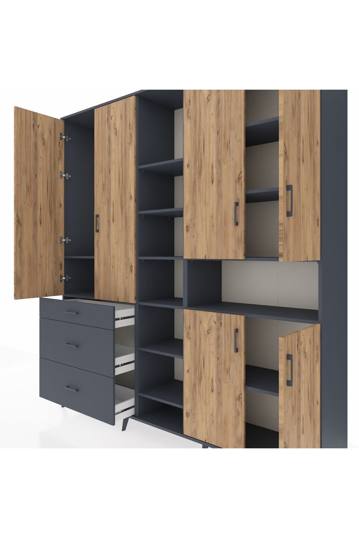 Hyperion Dolap 13 Raflı 3 Çekmeceli 6 Kapaklı 220x44x243 - S553M039V11B