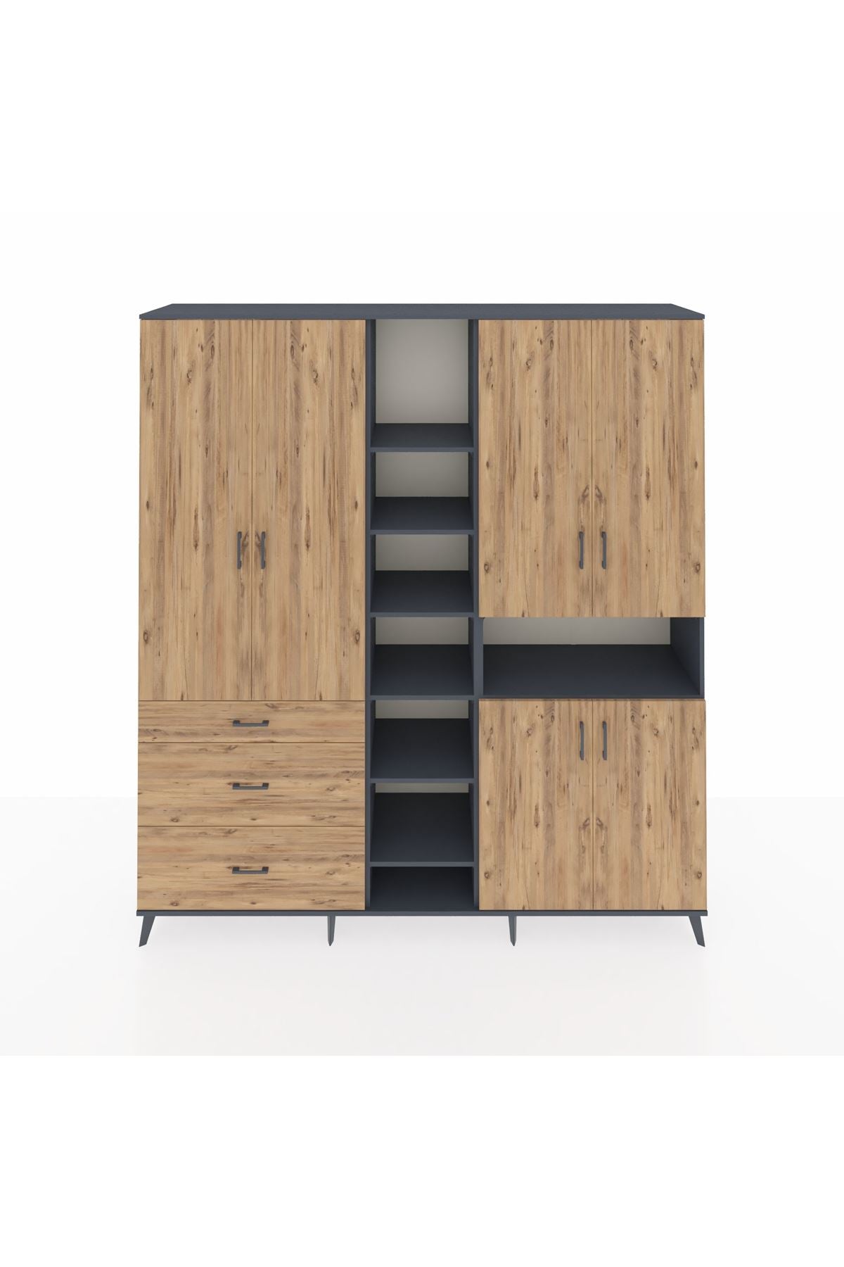 Hyperion Dolap 13 Raflı 3 Çekmeceli 6 Kapaklı 220x44x243 - S553M039V12B