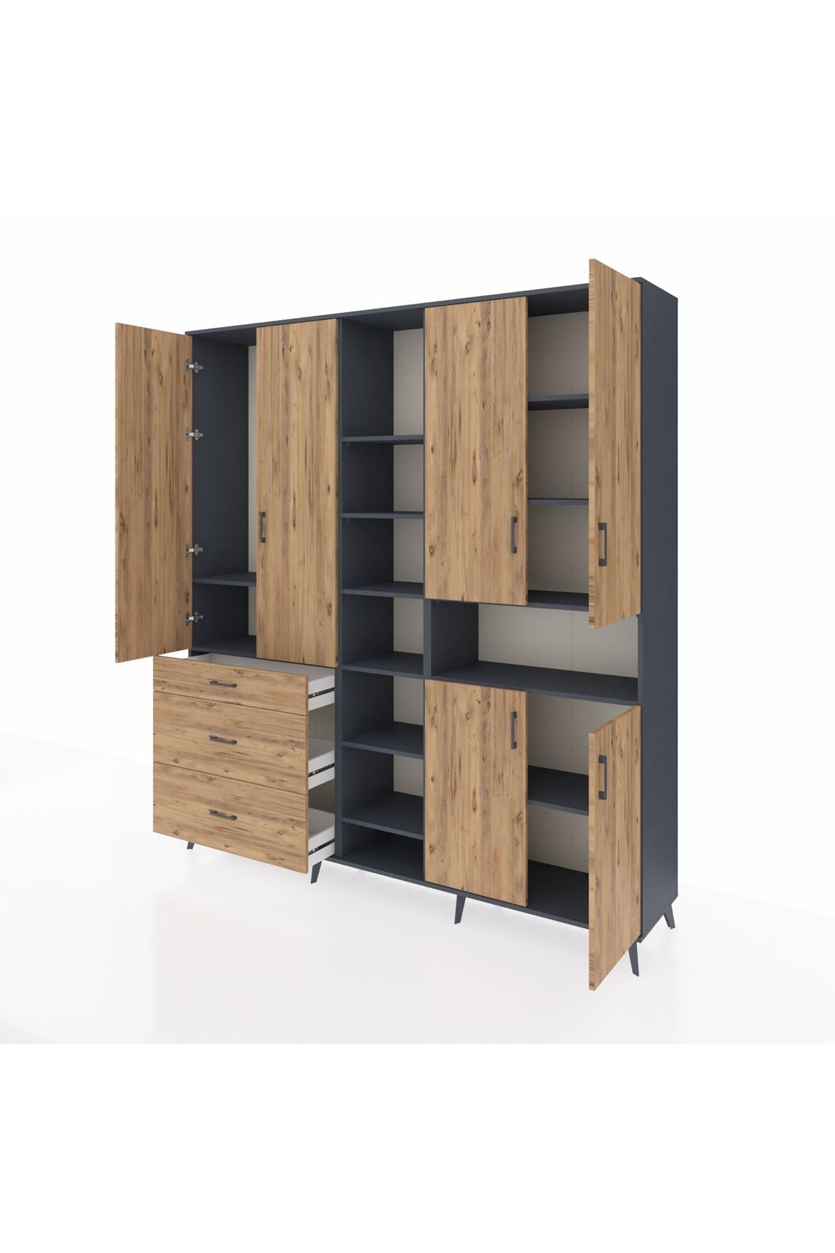 Hyperion Dolap 13 Raflı 3 Çekmeceli 6 Kapaklı 220x44x243 - S553M039V12B