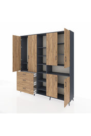 Hyperion Dolap 13 Raflı 3 Çekmeceli 6 Kapaklı 220x44x243 - S553M039V12B