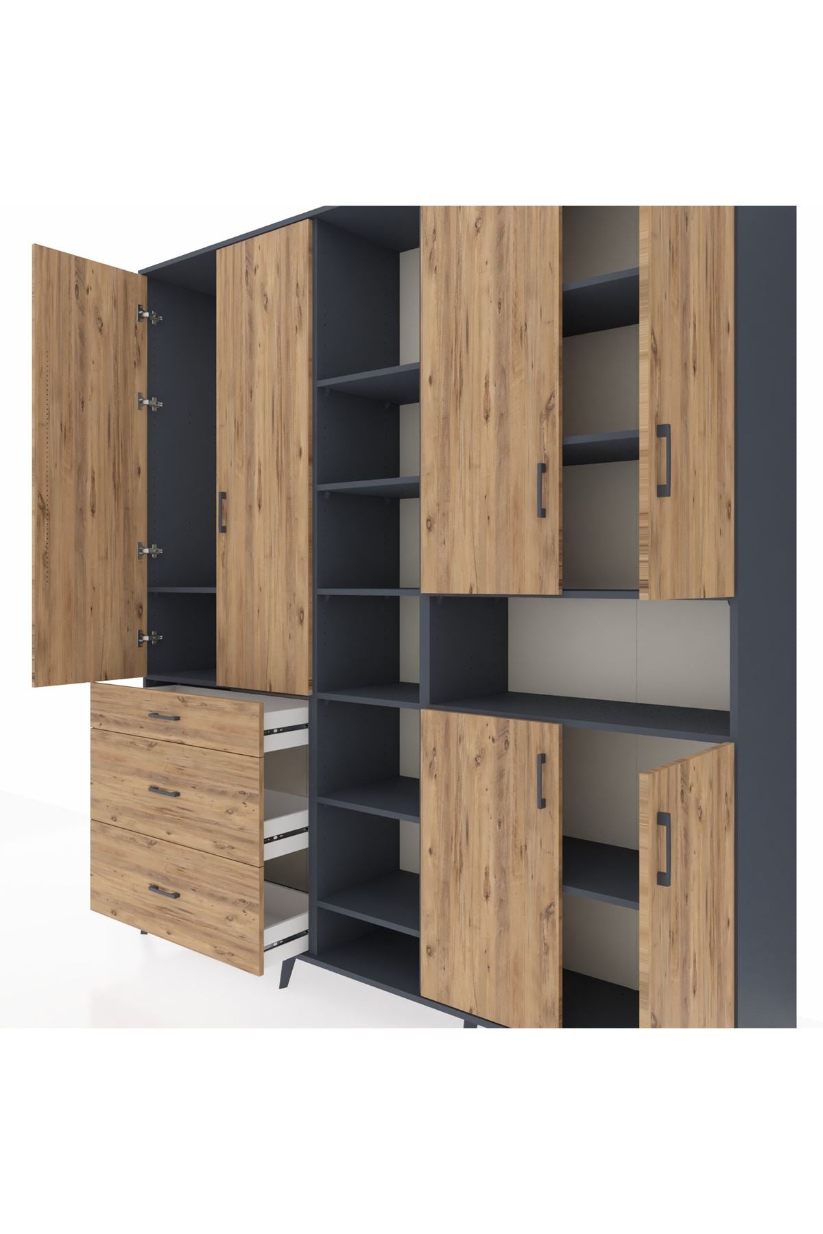 Hyperion Dolap 13 Raflı 3 Çekmeceli 6 Kapaklı 220x44x243 - S553M039V12B