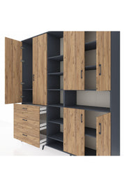 Hyperion Dolap 13 Raflı 3 Çekmeceli 6 Kapaklı 220x44x243 - S553M039V12B