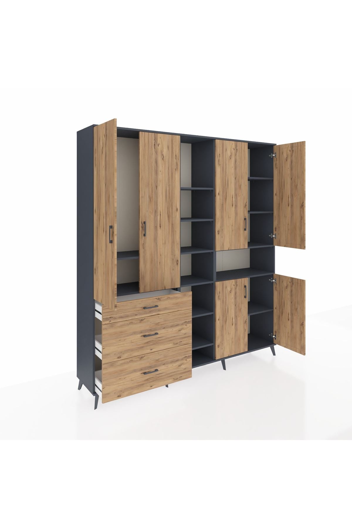 Hyperion Dolap 13 Raflı 3 Çekmeceli 6 Kapaklı 220x44x243 - S553M039V12B