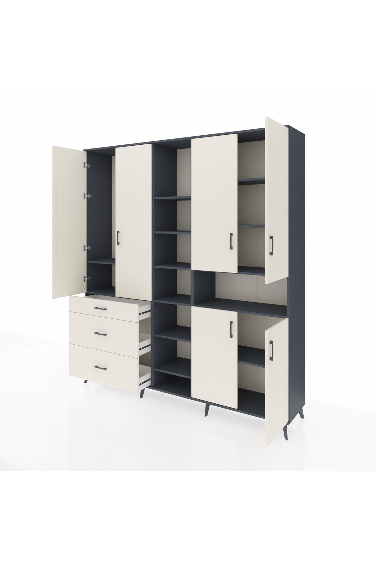 Hyperion Dolap 13 Raflı 3 Çekmeceli 6 Kapaklı 220x44x243 - S553M039V13B