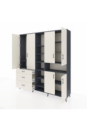 Hyperion Dolap 13 Raflı 3 Çekmeceli 6 Kapaklı 220x44x243 - S553M039V13B