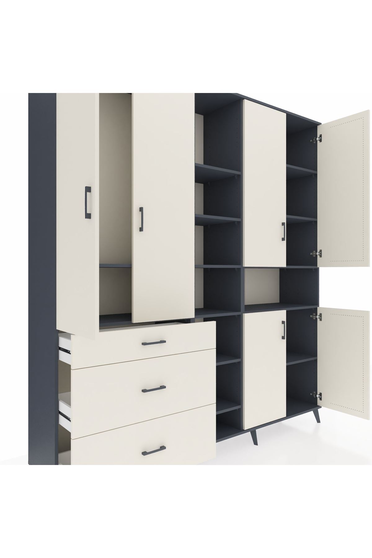 Hyperion Dolap 13 Raflı 3 Çekmeceli 6 Kapaklı 220x44x243 - S553M039V13B