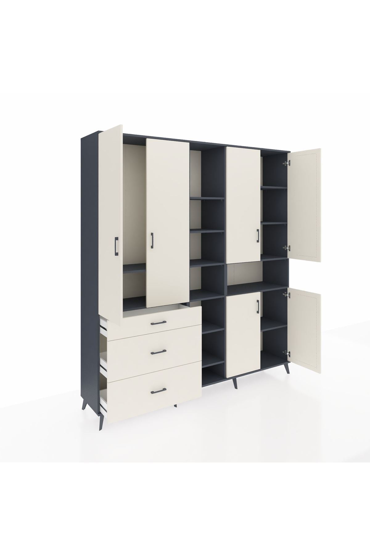 Hyperion Dolap 13 Raflı 3 Çekmeceli 6 Kapaklı 220x44x243 - S553M039V13B