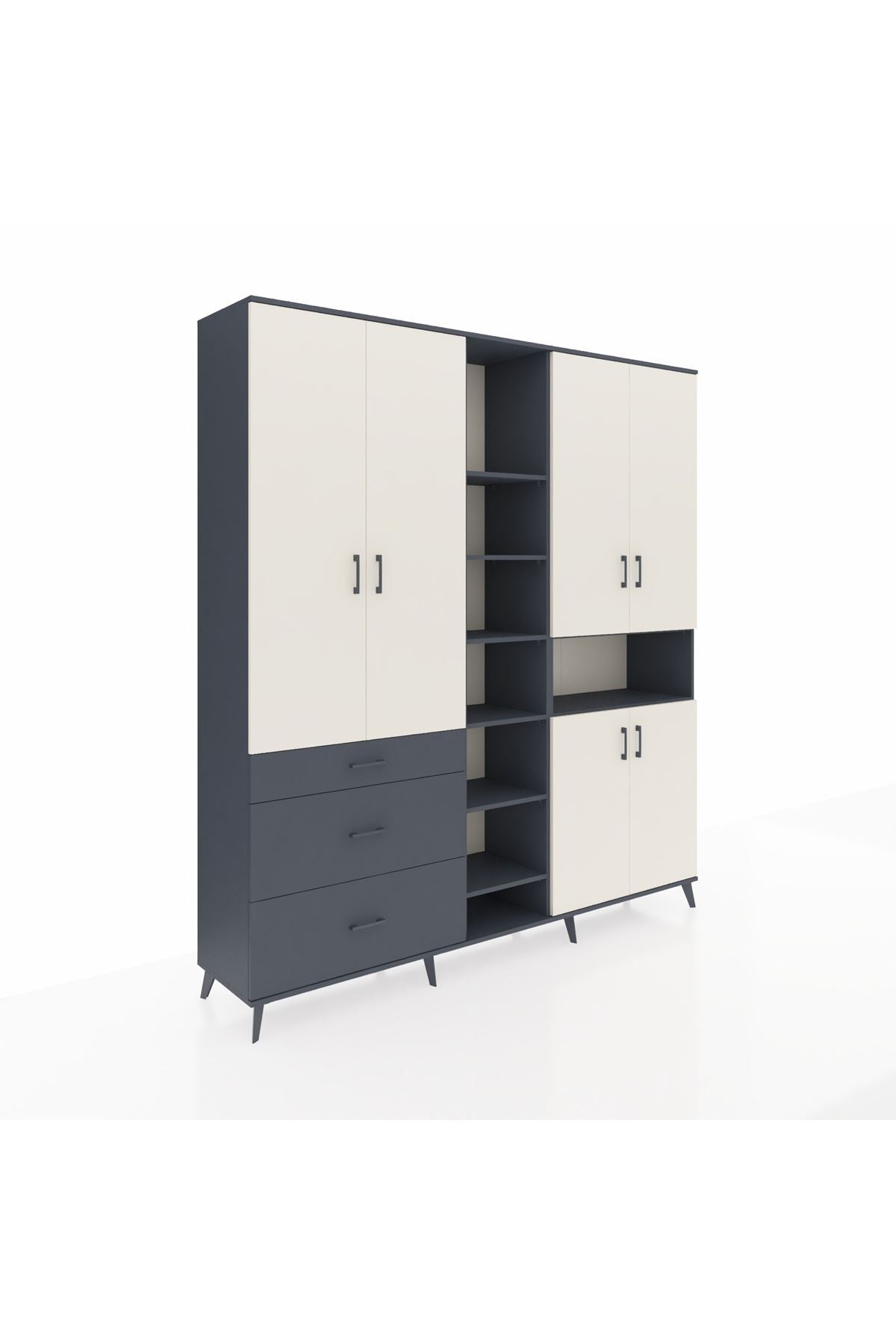 Hyperion Dolap 13 Raflı 3 Çekmeceli 6 Kapaklı 220x44x243 - S553M039V14B