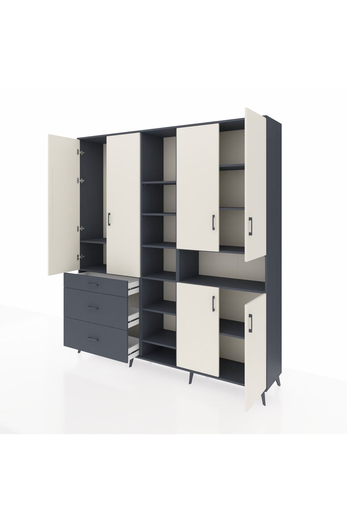 Hyperion Dolap 13 Raflı 3 Çekmeceli 6 Kapaklı 220x44x243 - S553M039V14B