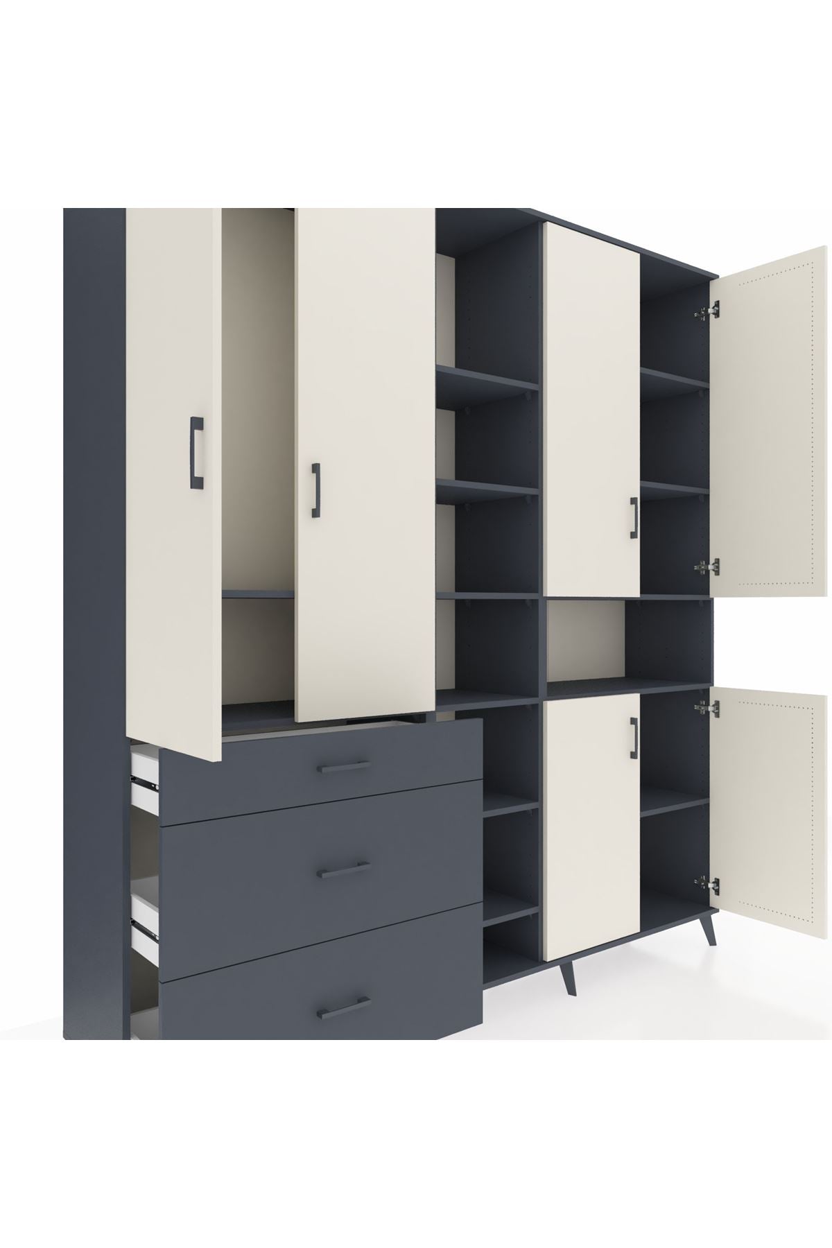 Hyperion Dolap 13 Raflı 3 Çekmeceli 6 Kapaklı 220x44x243 - S553M039V14B