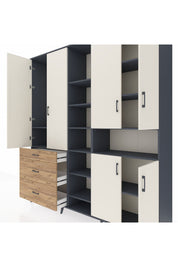 Hyperion Dolap 13 Raflı 3 Çekmeceli 6 Kapaklı 220x44x243 - S553M039V15B