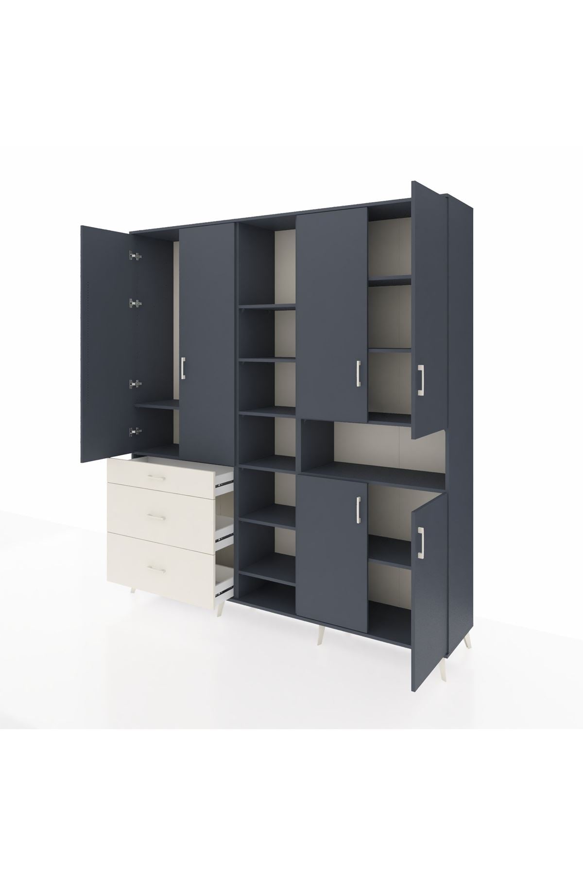 Hyperion Dolap 13 Raflı 3 Çekmeceli 6 Kapaklı 220x44x243 - S553M039V16B