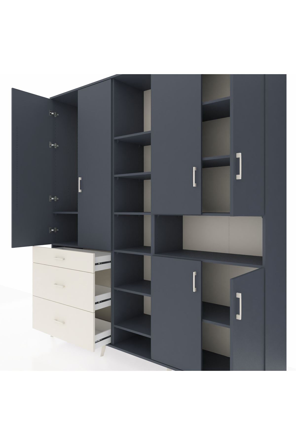 Hyperion Dolap 13 Raflı 3 Çekmeceli 6 Kapaklı 220x44x243 - S553M039V16B