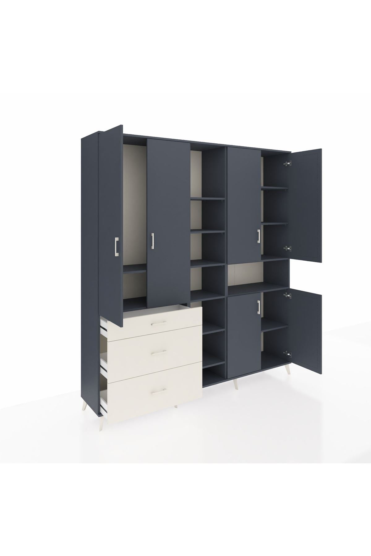 Hyperion Dolap 13 Raflı 3 Çekmeceli 6 Kapaklı 220x44x243 - S553M039V16B