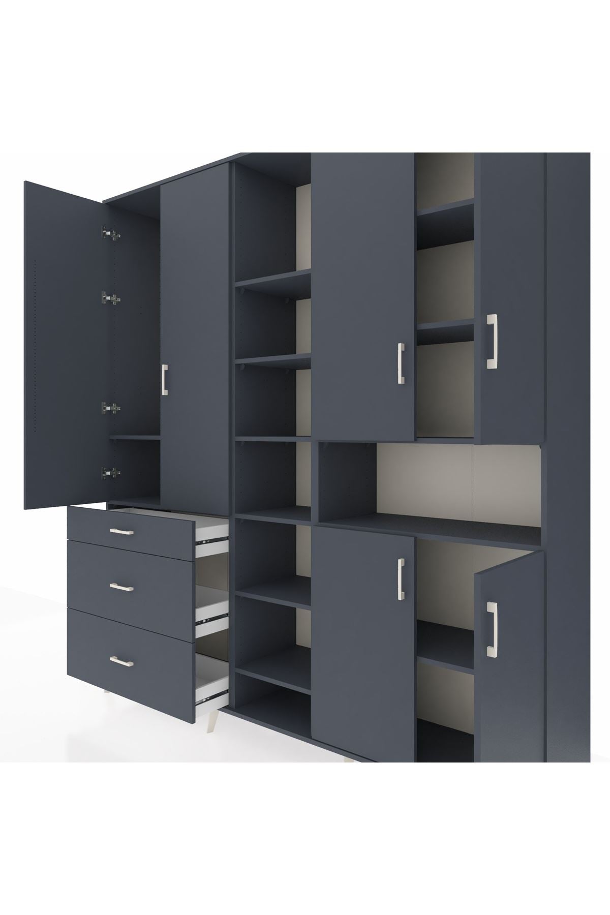 Hyperion Dolap 13 Raflı 3 Çekmeceli 6 Kapaklı 220x44x243 - S553M039V17B