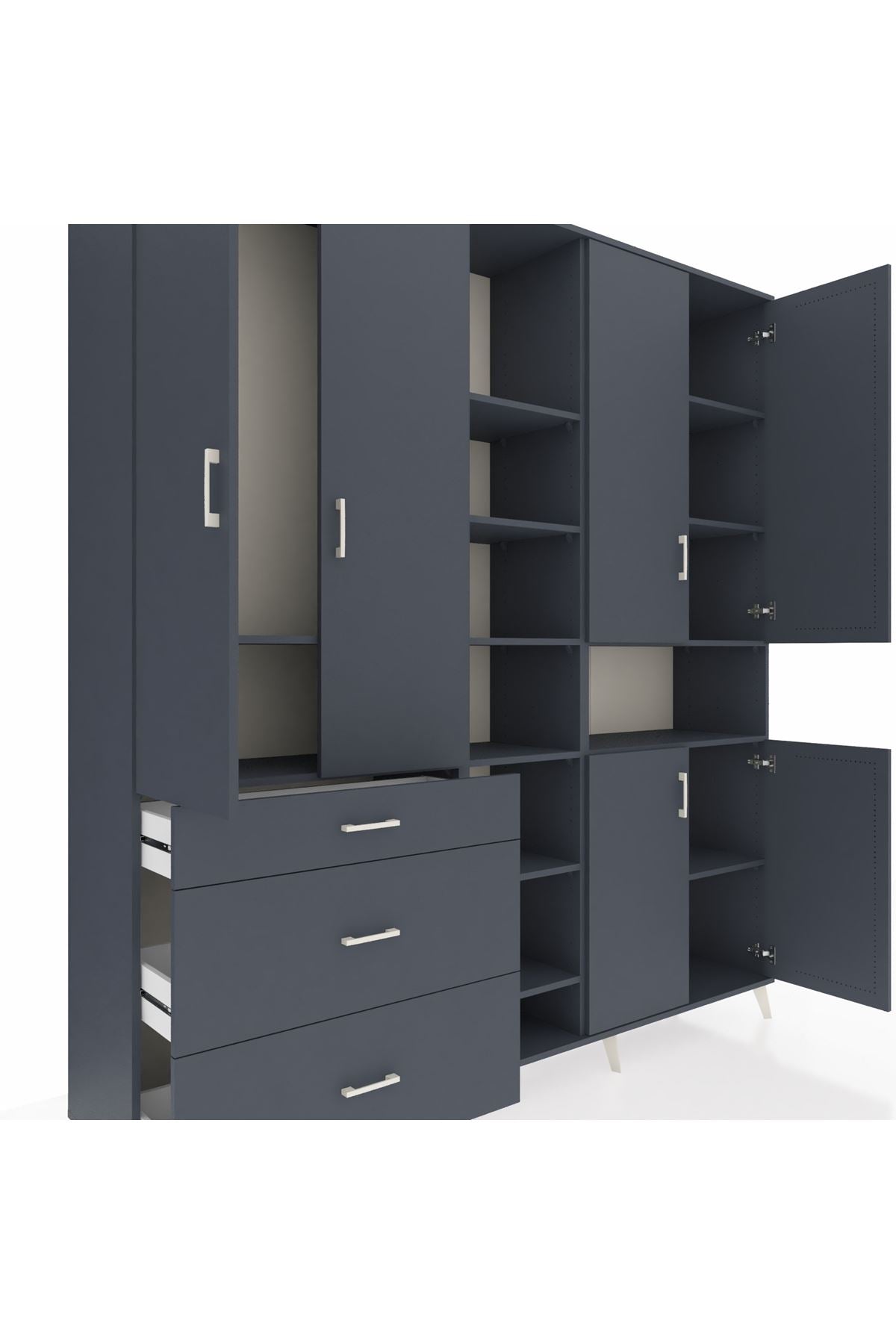 Hyperion Dolap 13 Raflı 3 Çekmeceli 6 Kapaklı 220x44x243 - S553M039V17B