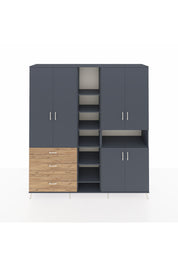 Hyperion Dolap 13 Raflı 3 Çekmeceli 6 Kapaklı 220x44x243 Antrasit-Antrasit/Çam