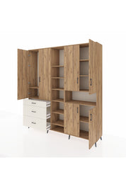 Hyperion Dolap 13 Raflı 3 Çekmeceli 6 Kapaklı 220x44x243 - S553M039V19B