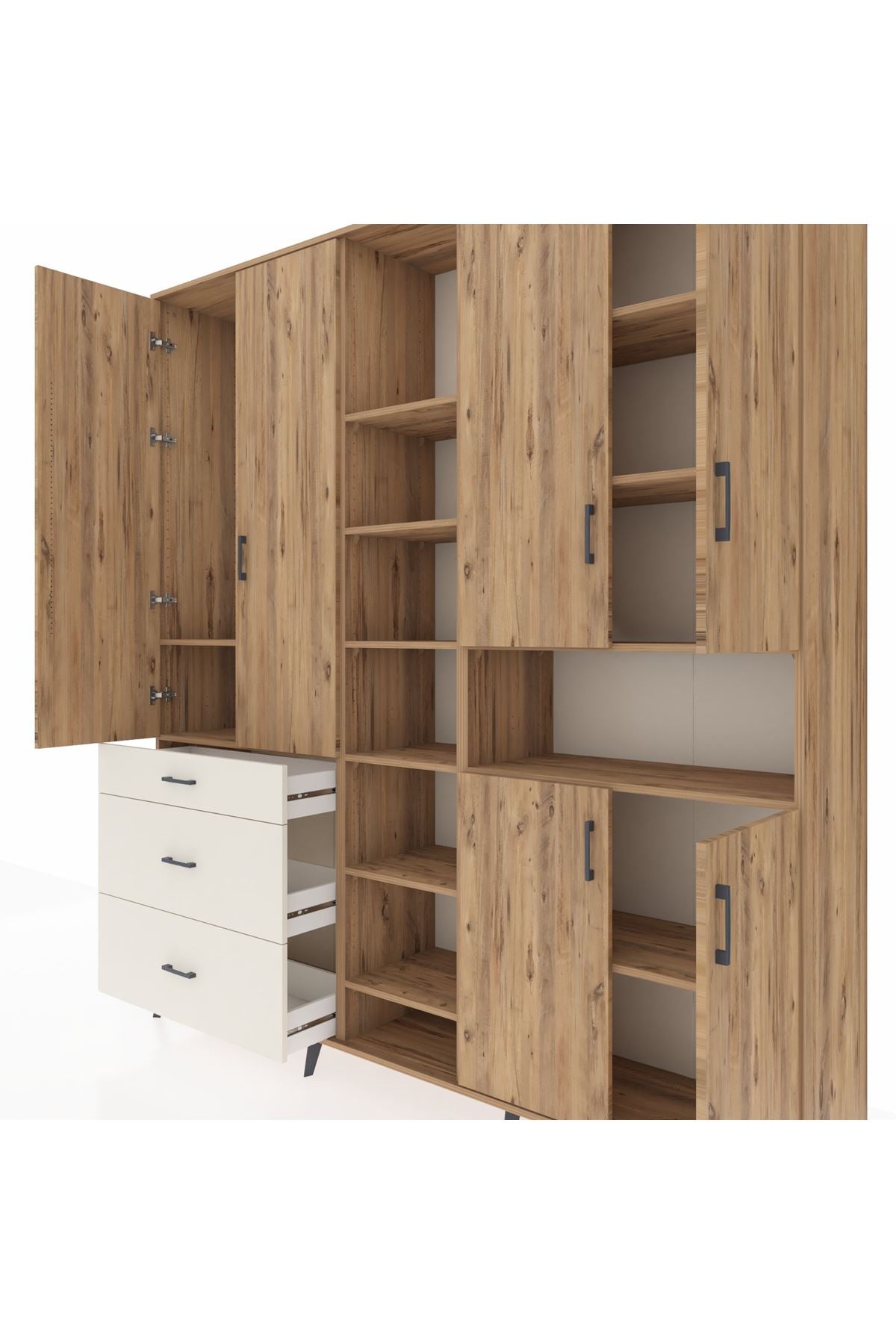 Hyperion Dolap 13 Raflı 3 Çekmeceli 6 Kapaklı 220x44x243 - S553M039V19B