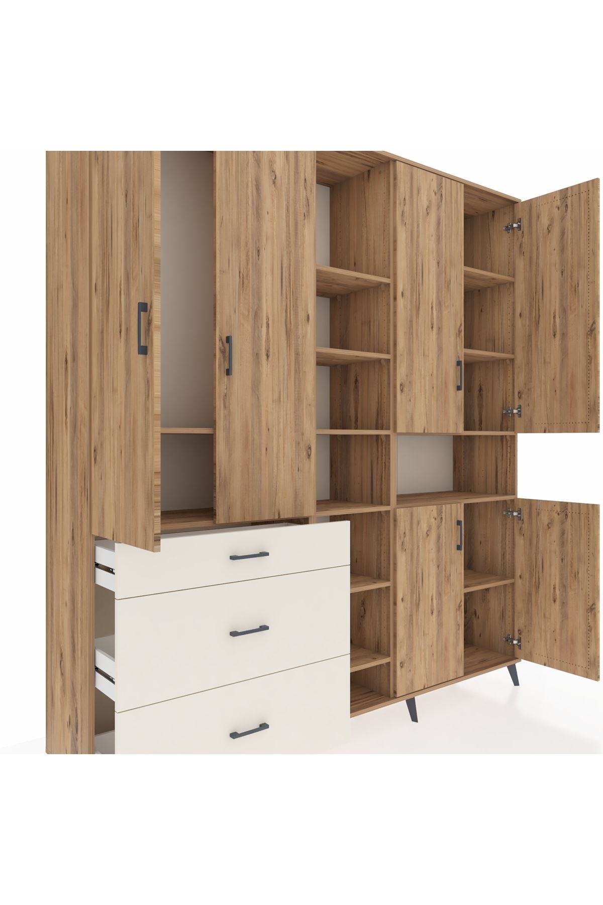 Hyperion Dolap 13 Raflı 3 Çekmeceli 6 Kapaklı 220x44x243 - S553M039V19B