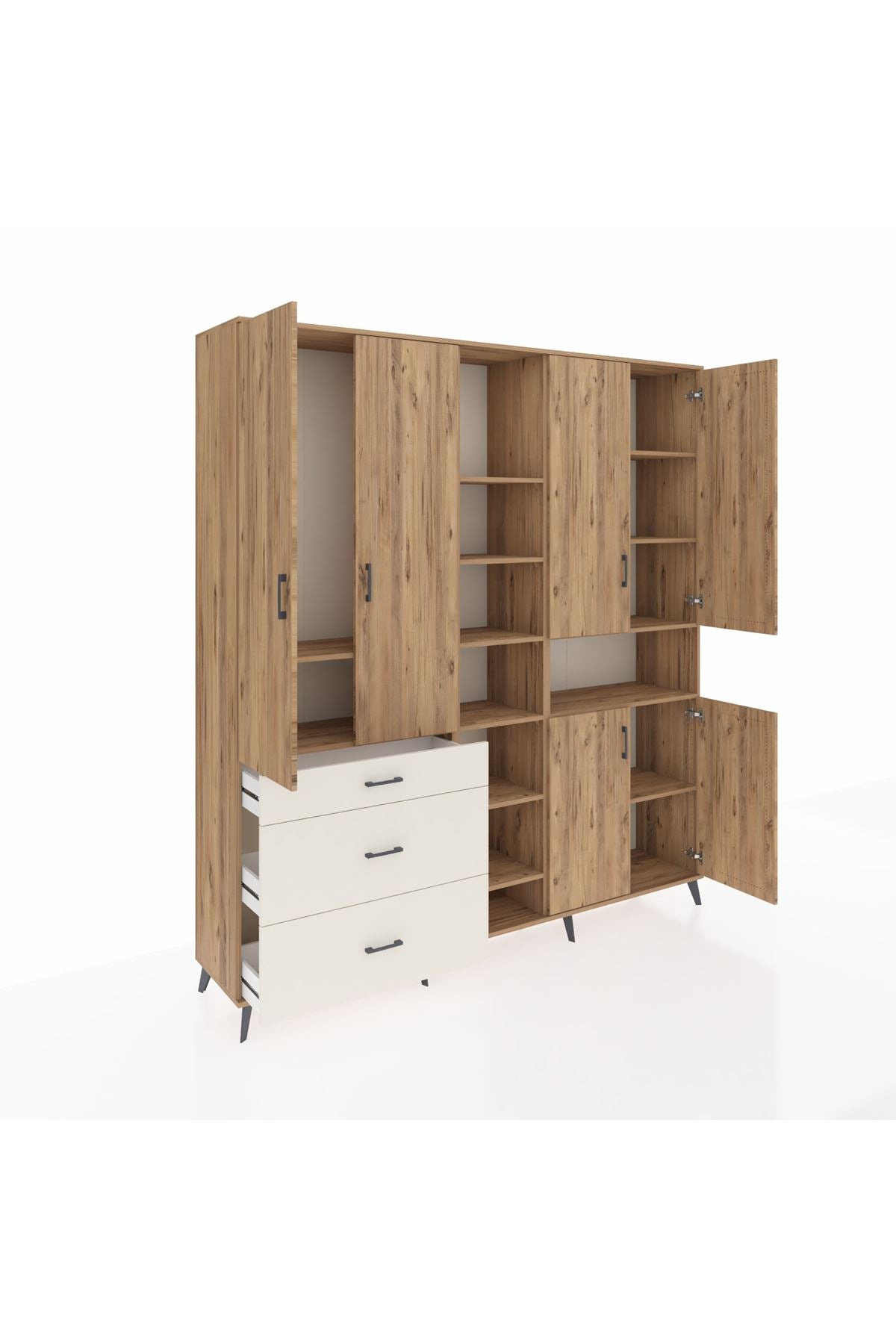 Hyperion Dolap 13 Raflı 3 Çekmeceli 6 Kapaklı 220x44x243 - S553M039V19B