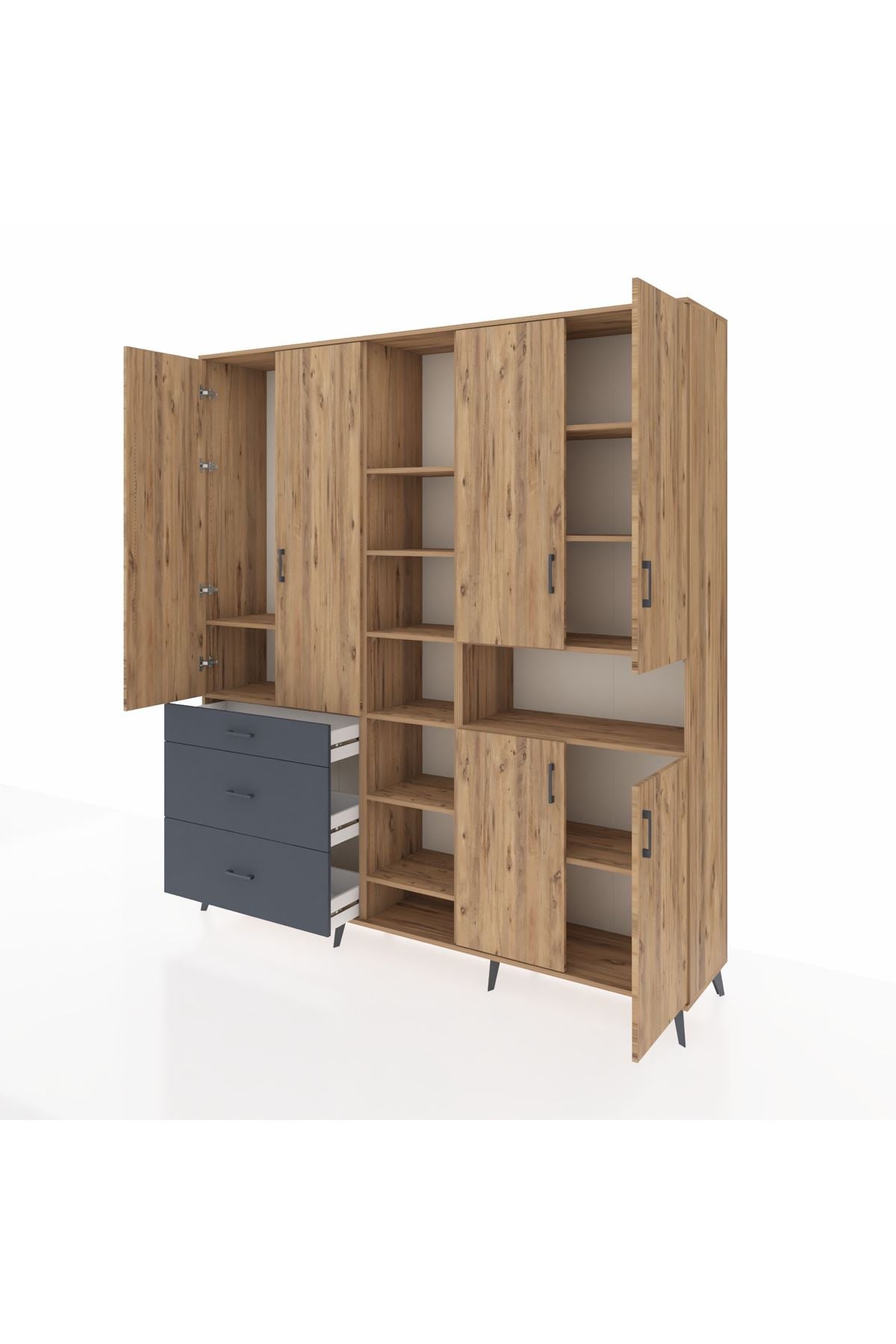 Hyperion Dolap 13 Raflı 3 Çekmeceli 6 Kapaklı 220x44x243 - S553M039V20B