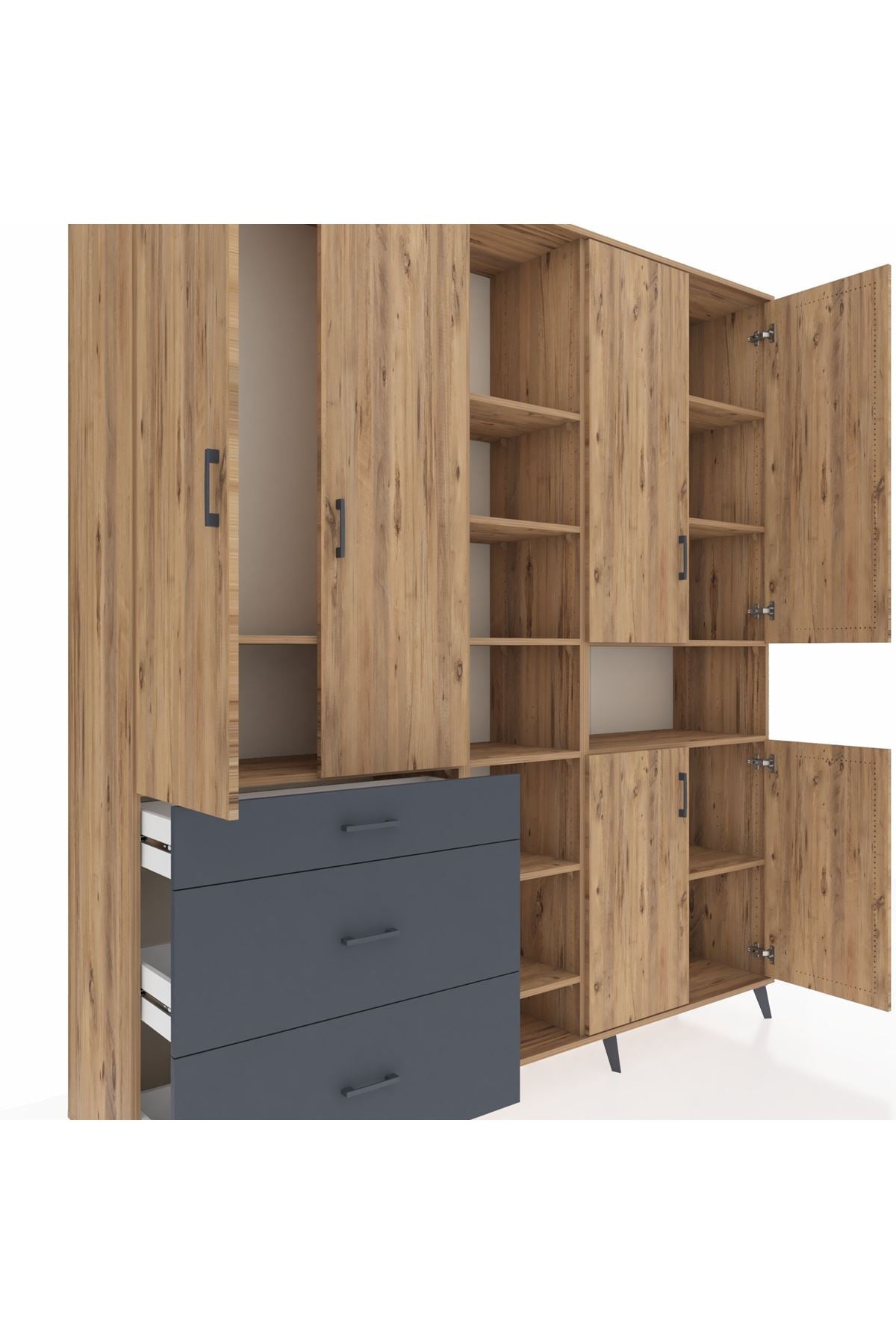 Hyperion Dolap 13 Raflı 3 Çekmeceli 6 Kapaklı 220x44x243 - S553M039V20B