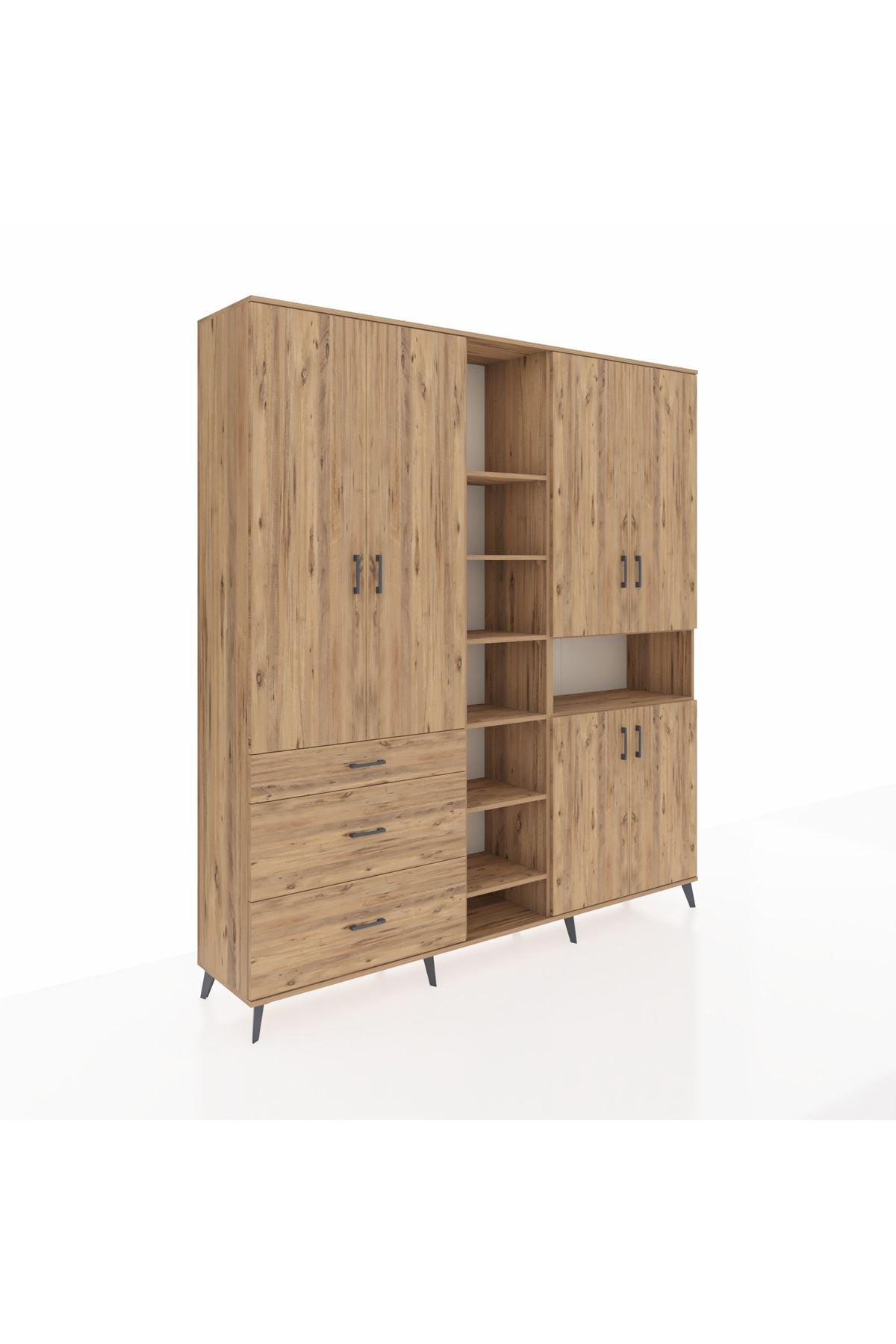 Hyperion Dolap 13 Raflı 3 Çekmeceli 6 Kapaklı 220x44x243 - S553M039V21B