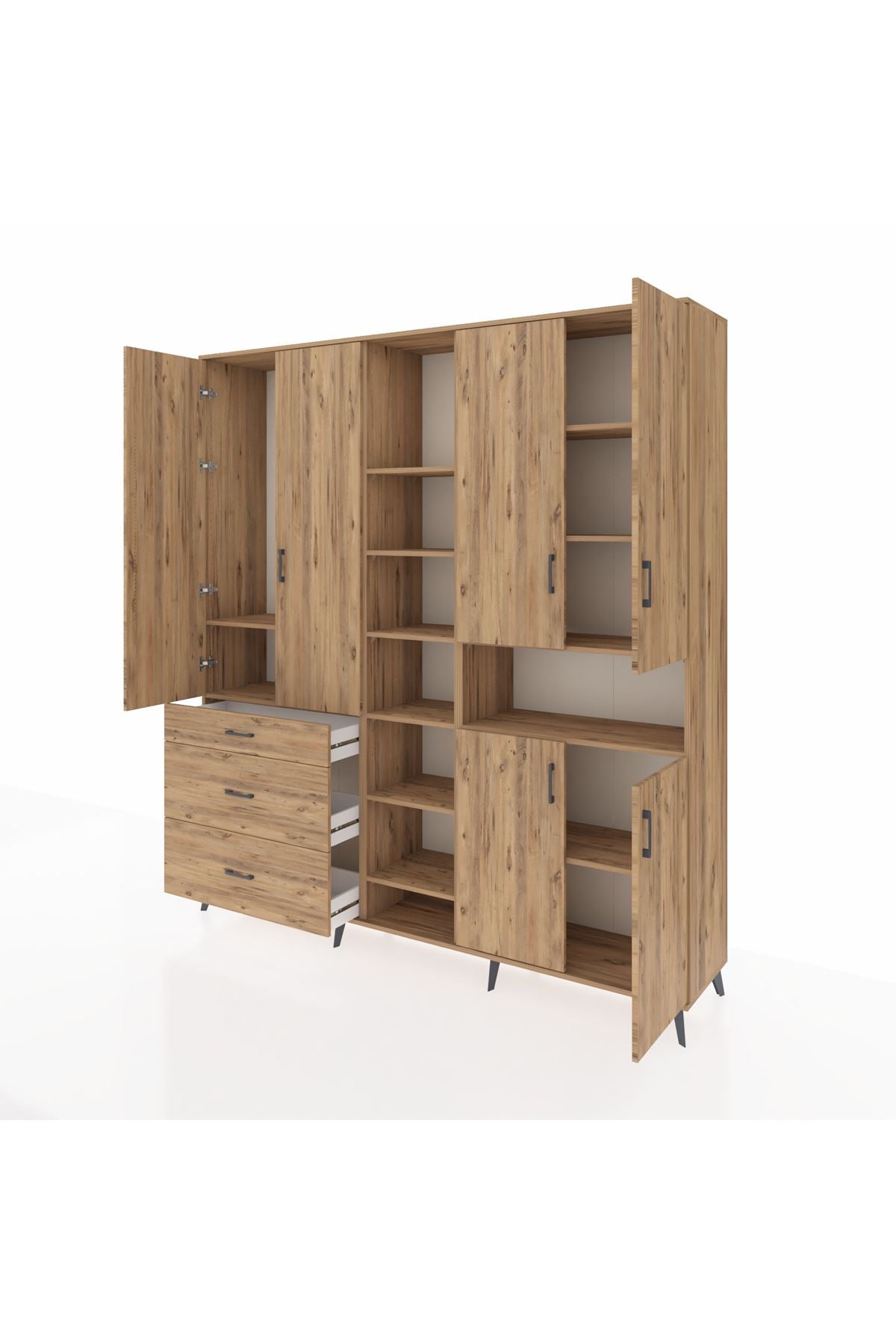 Hyperion Dolap 13 Raflı 3 Çekmeceli 6 Kapaklı 220x44x243 - S553M039V21B