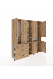 Hyperion Dolap 13 Raflı 3 Çekmeceli 6 Kapaklı 220x44x243 - S553M039V21B