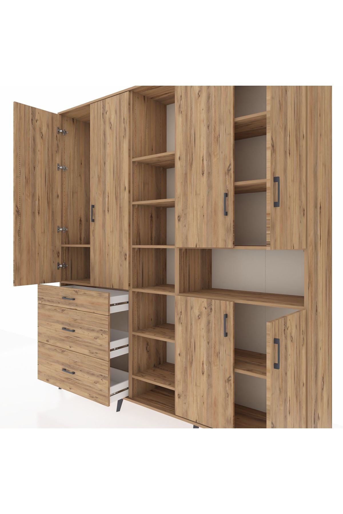 Hyperion Dolap 13 Raflı 3 Çekmeceli 6 Kapaklı 220x44x243 - S553M039V21B