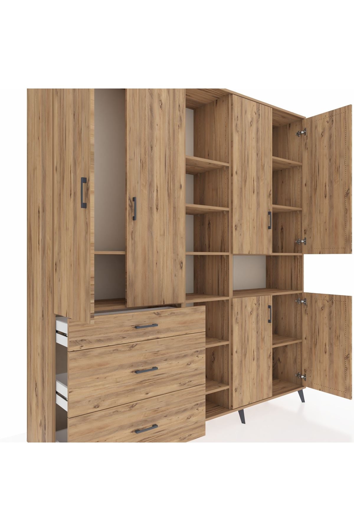 Hyperion Dolap 13 Raflı 3 Çekmeceli 6 Kapaklı 220x44x243 - S553M039V21B