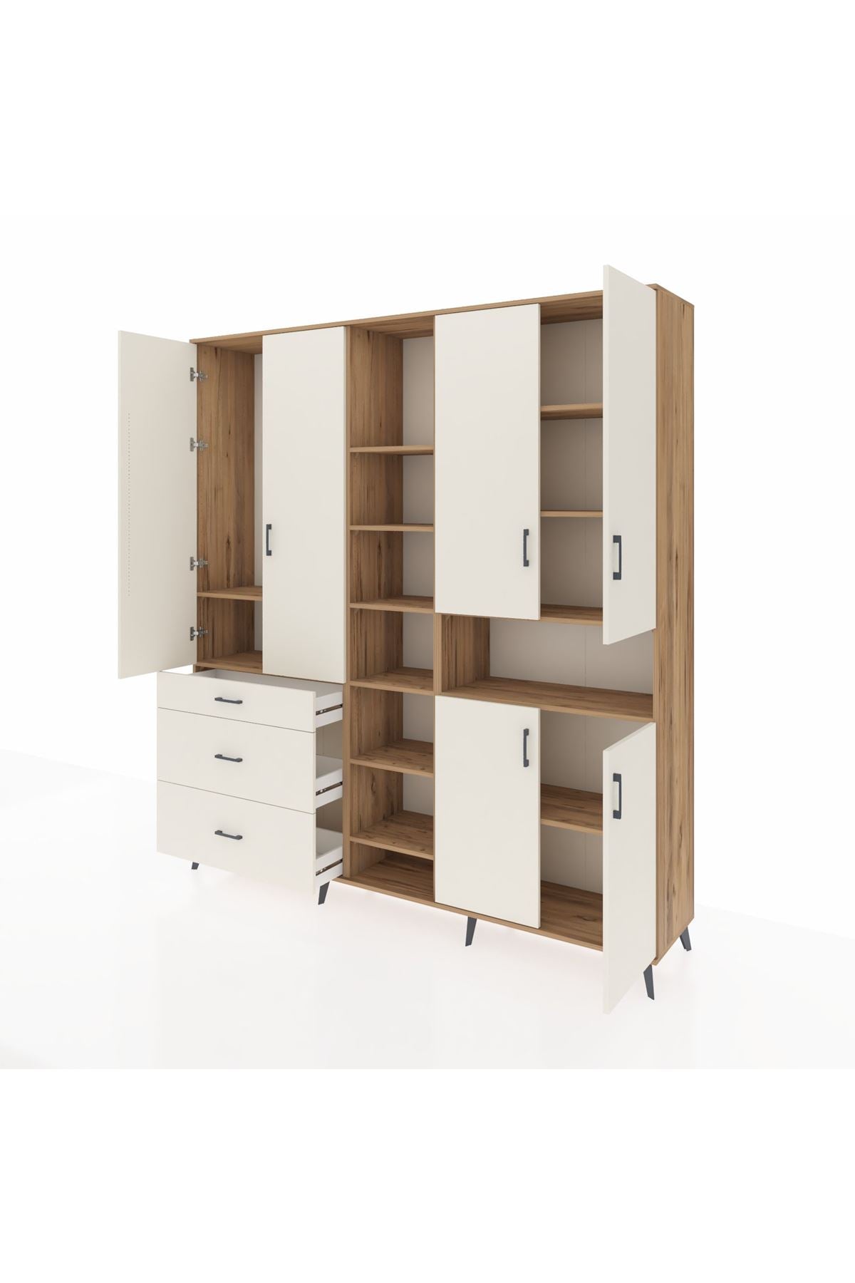 Hyperion Dolap 13 Raflı 3 Çekmeceli 6 Kapaklı 220x44x243 - S553M039V22B