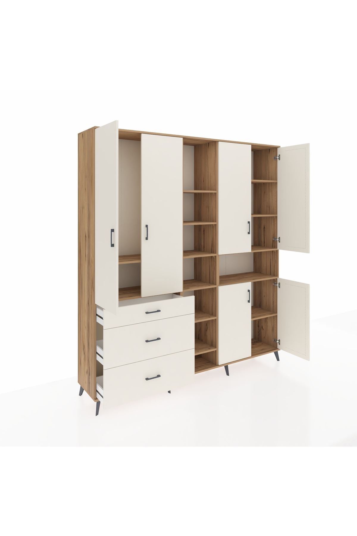 Hyperion Dolap 13 Raflı 3 Çekmeceli 6 Kapaklı 220x44x243 - S553M039V22B