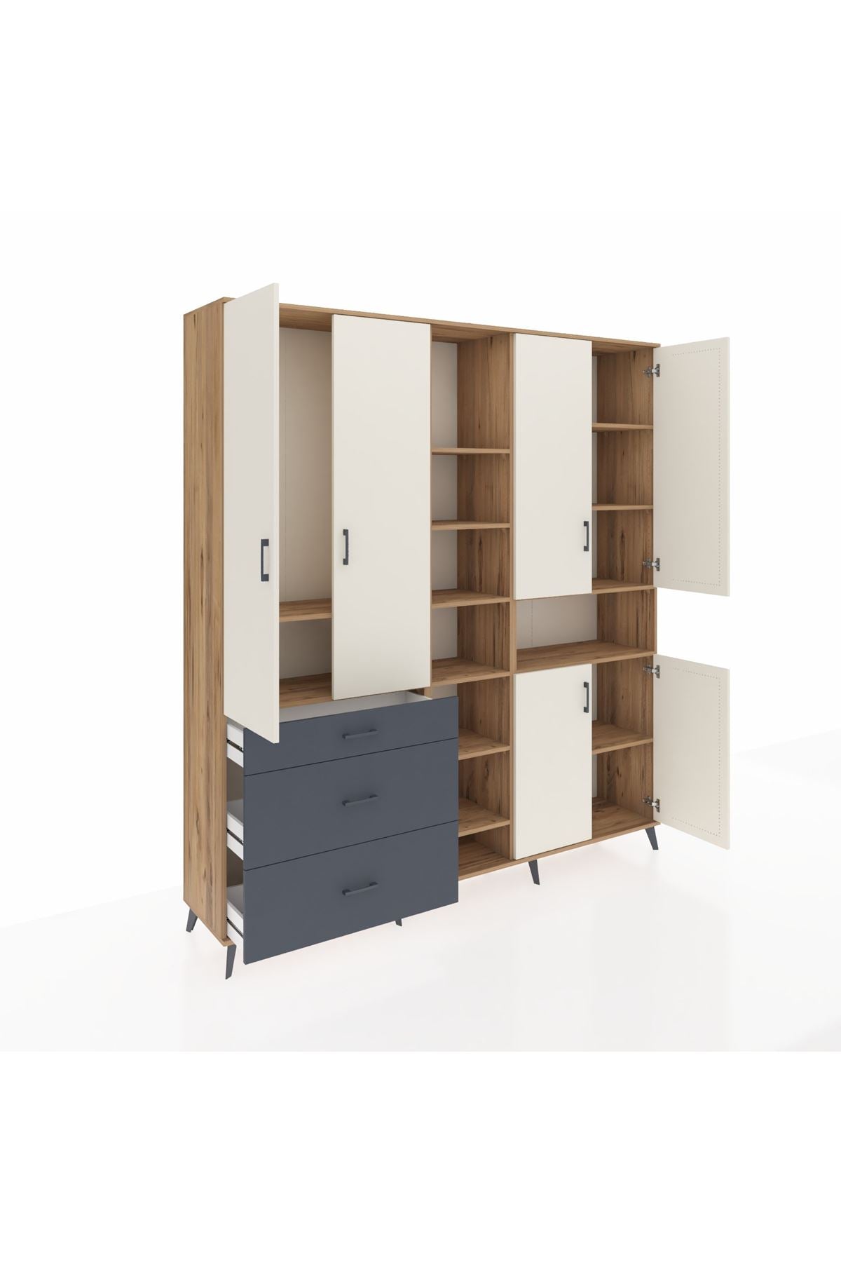 Hyperion Dolap 13 Raflı 3 Çekmeceli 6 Kapaklı 220x44x243 - S553M039V23B