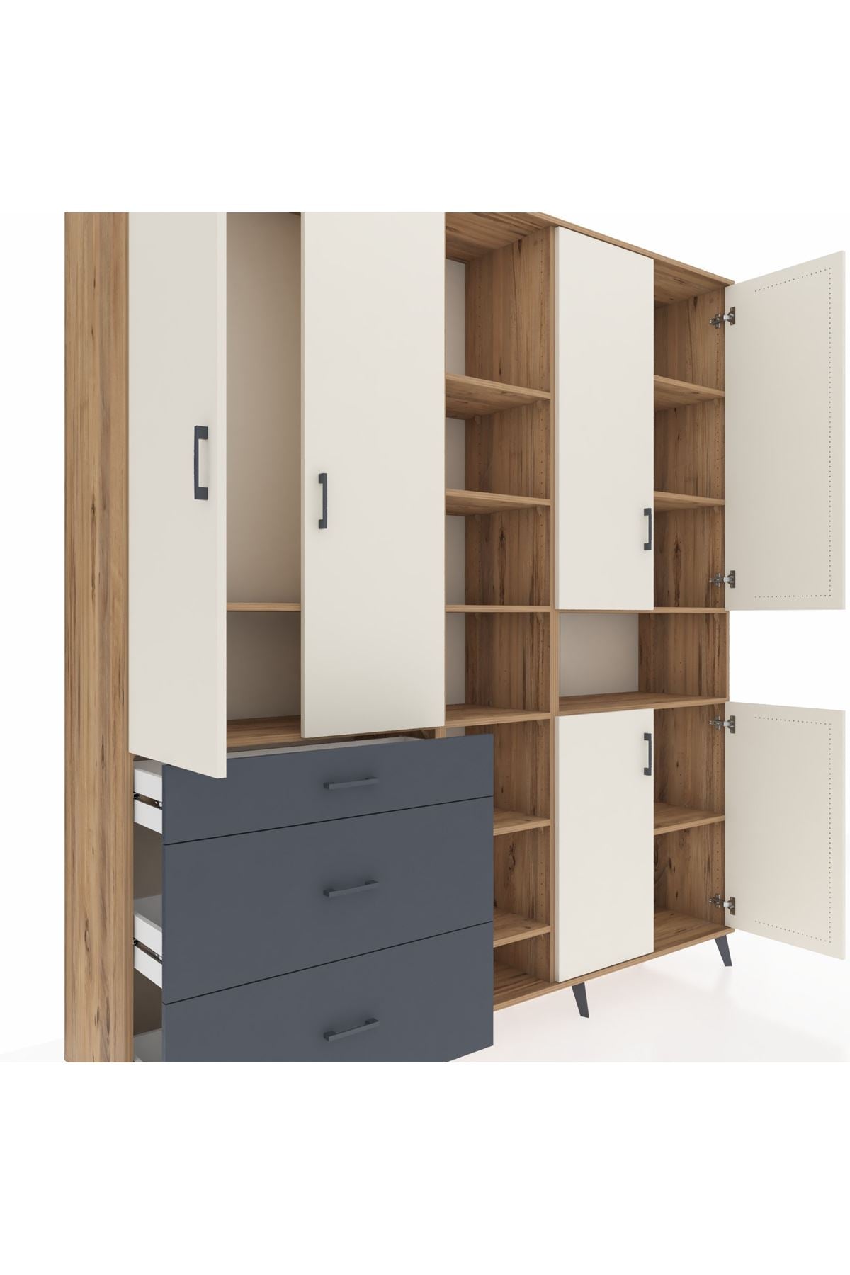 Hyperion Dolap 13 Raflı 3 Çekmeceli 6 Kapaklı 220x44x243 - S553M039V23B