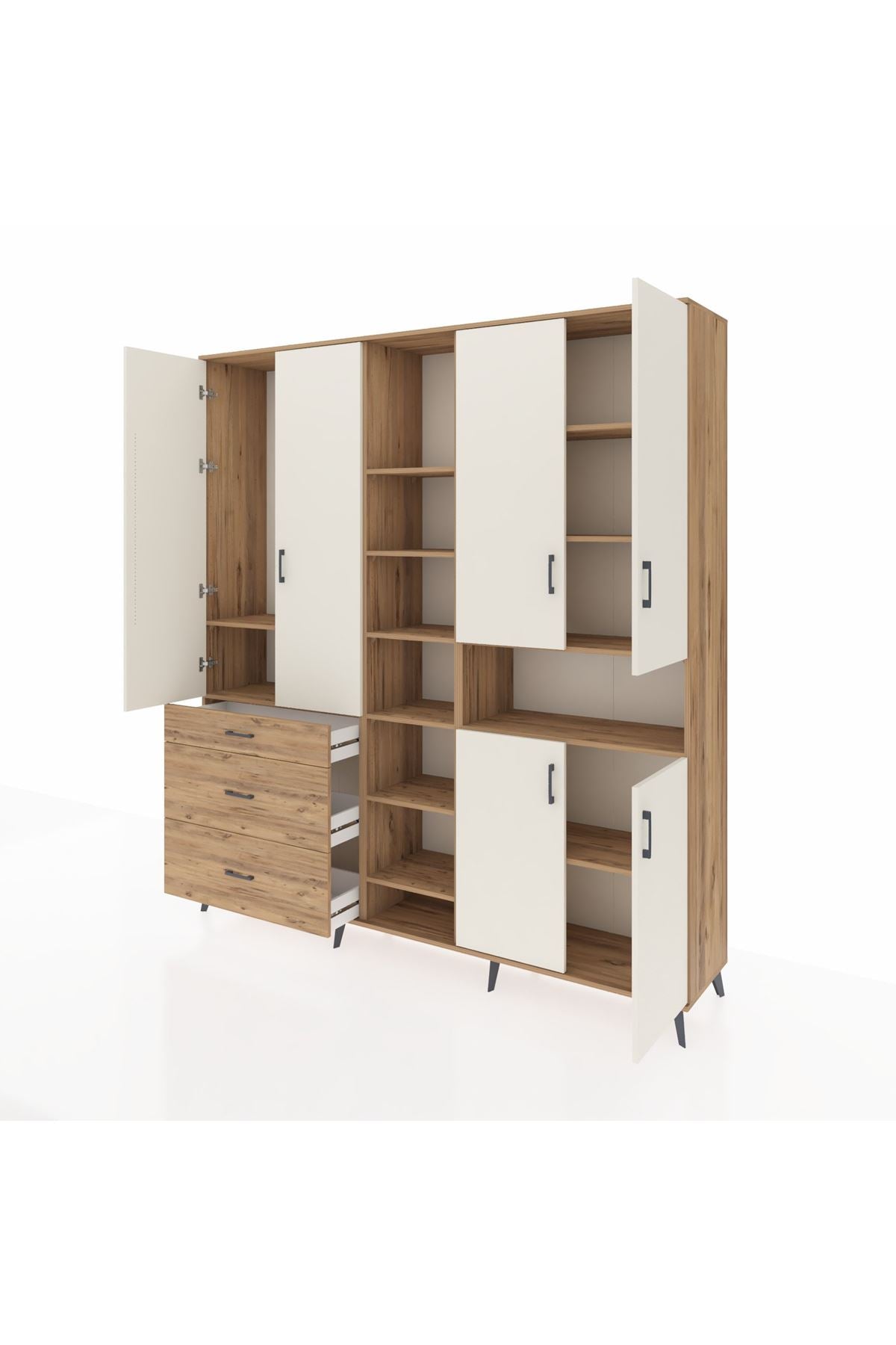 Hyperion Dolap 13 Raflı 3 Çekmeceli 6 Kapaklı 220x44x243 - S553M039V24B