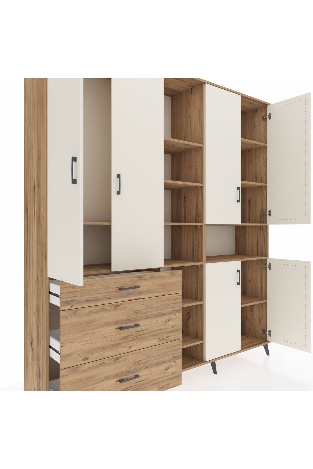 Hyperion Dolap 13 Raflı 3 Çekmeceli 6 Kapaklı 220x44x243 - S553M039V24B