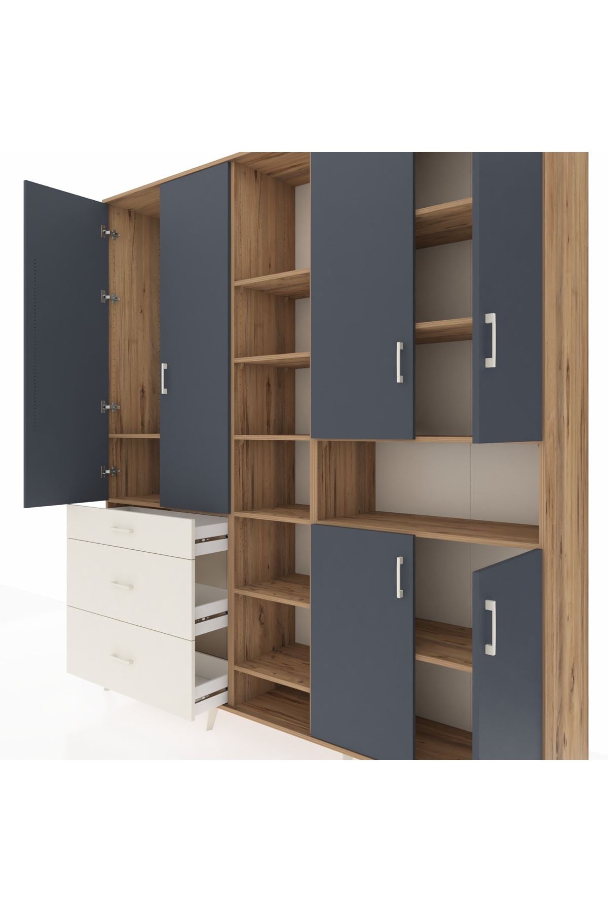 Hyperion Dolap 13 Raflı 3 Çekmeceli 6 Kapaklı 220x44x243 - S553M039V25B