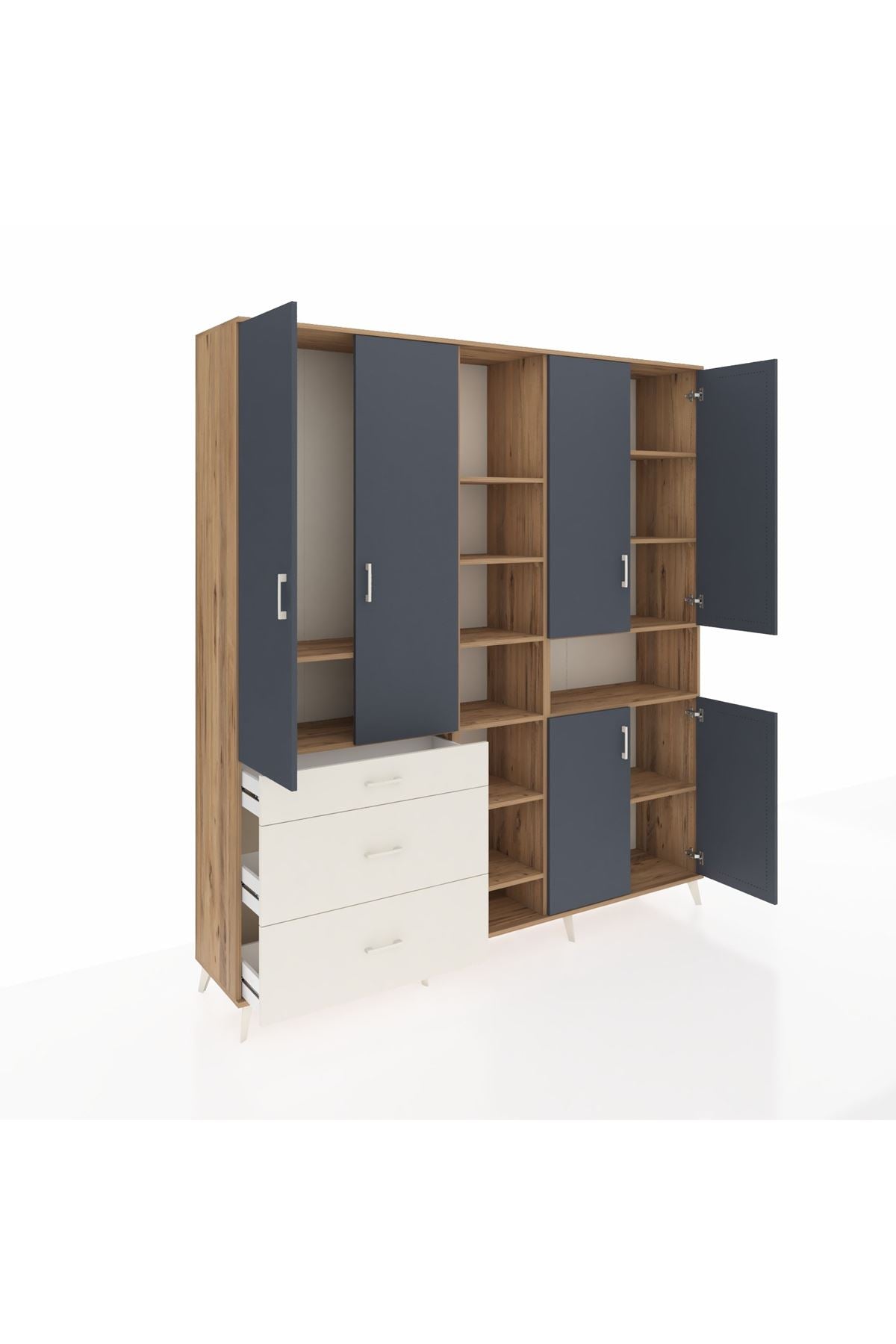 Hyperion Dolap 13 Raflı 3 Çekmeceli 6 Kapaklı 220x44x243 - S553M039V25B