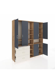 Hyperion Dolap 13 Raflı 3 Çekmeceli 6 Kapaklı 220x44x243 - S553M039V25B