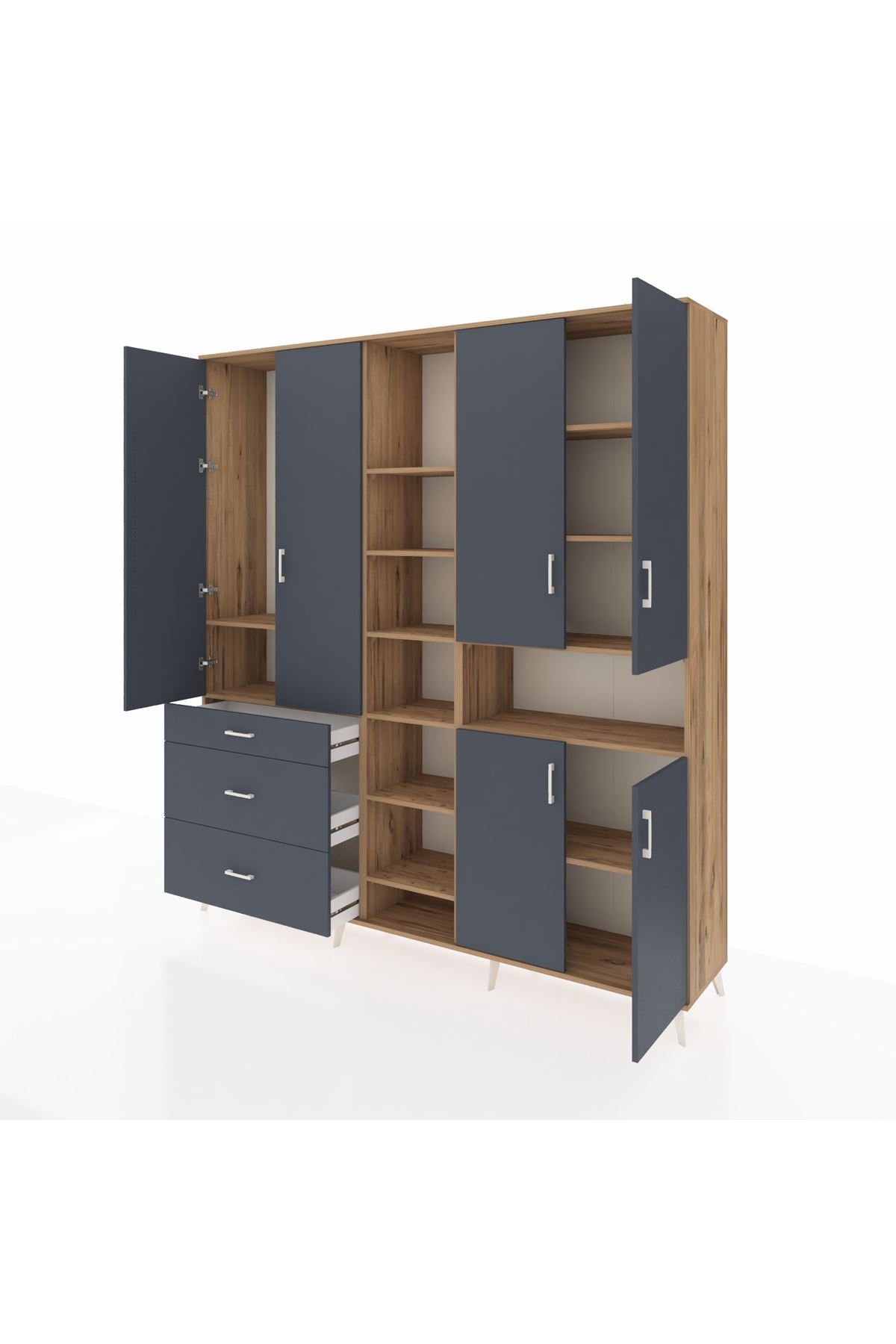 Hyperion Dolap 13 Raflı 3 Çekmeceli 6 Kapaklı 220x44x243 - S553M039V26B