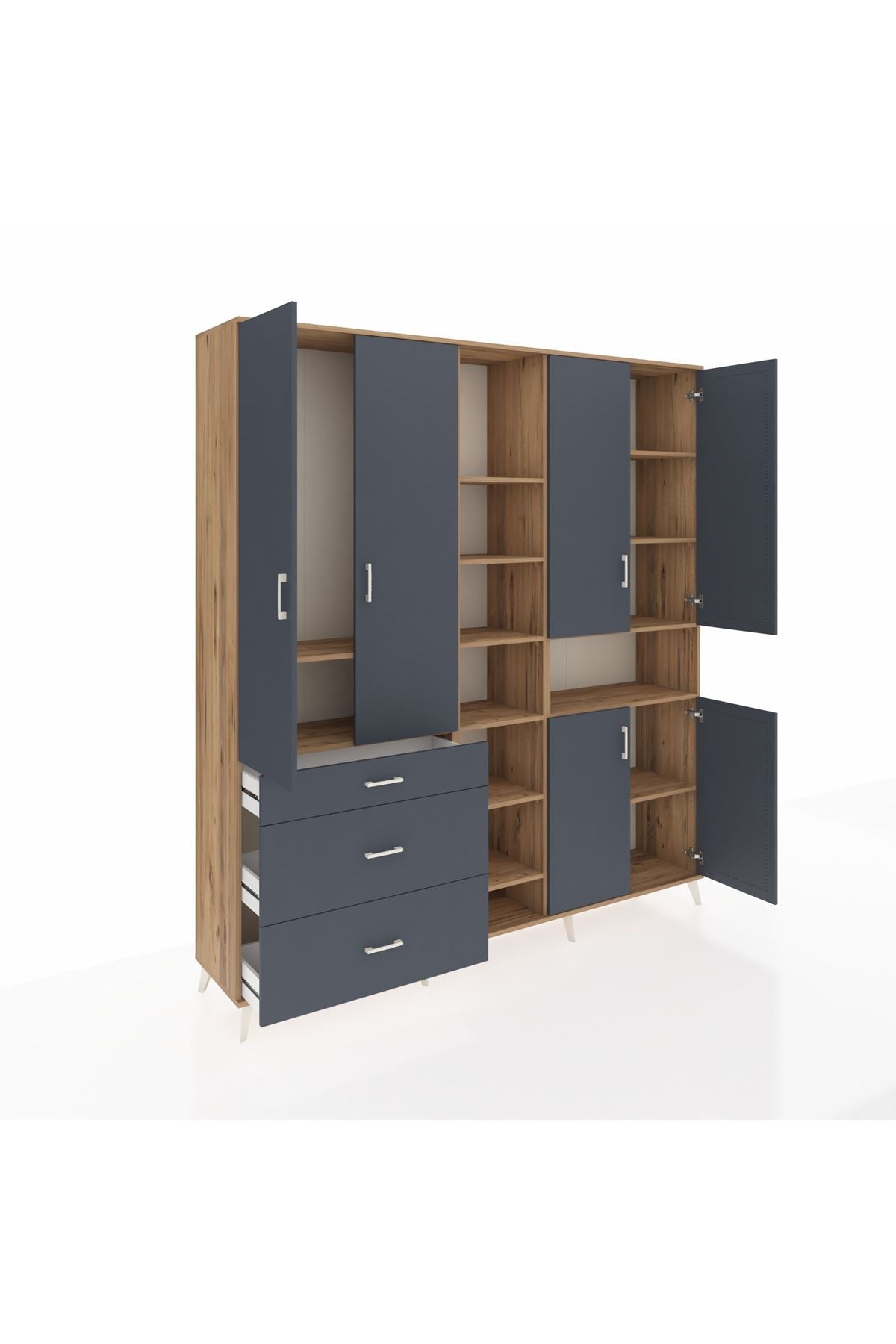 Hyperion Dolap 13 Raflı 3 Çekmeceli 6 Kapaklı 220x44x243 - S553M039V26B