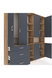 Hyperion Dolap 13 Raflı 3 Çekmeceli 6 Kapaklı 220x44x243 - S553M039V26B