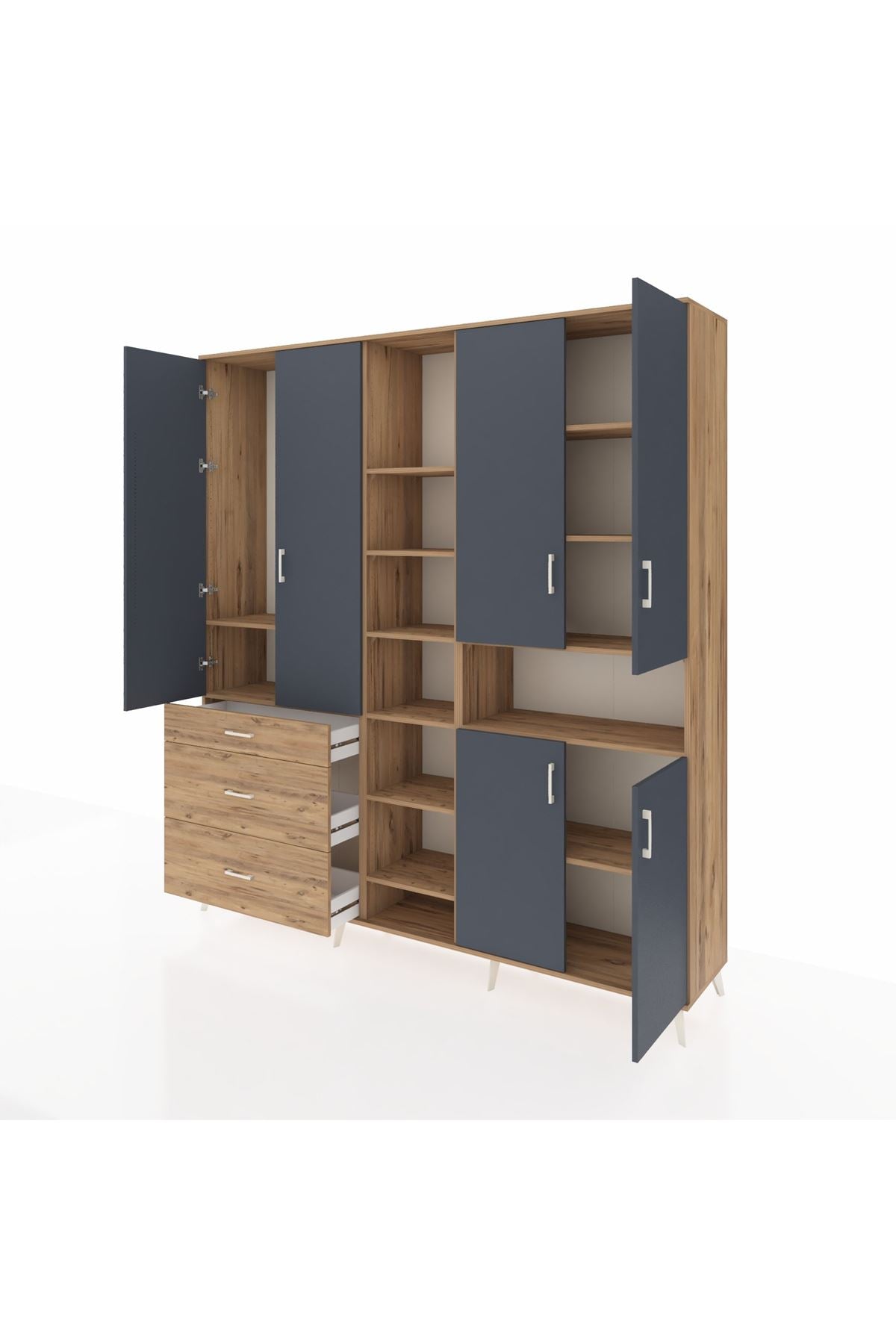 Hyperion Dolap 13 Raflı 3 Çekmeceli 6 Kapaklı 220x44x243 - S553M039V27B