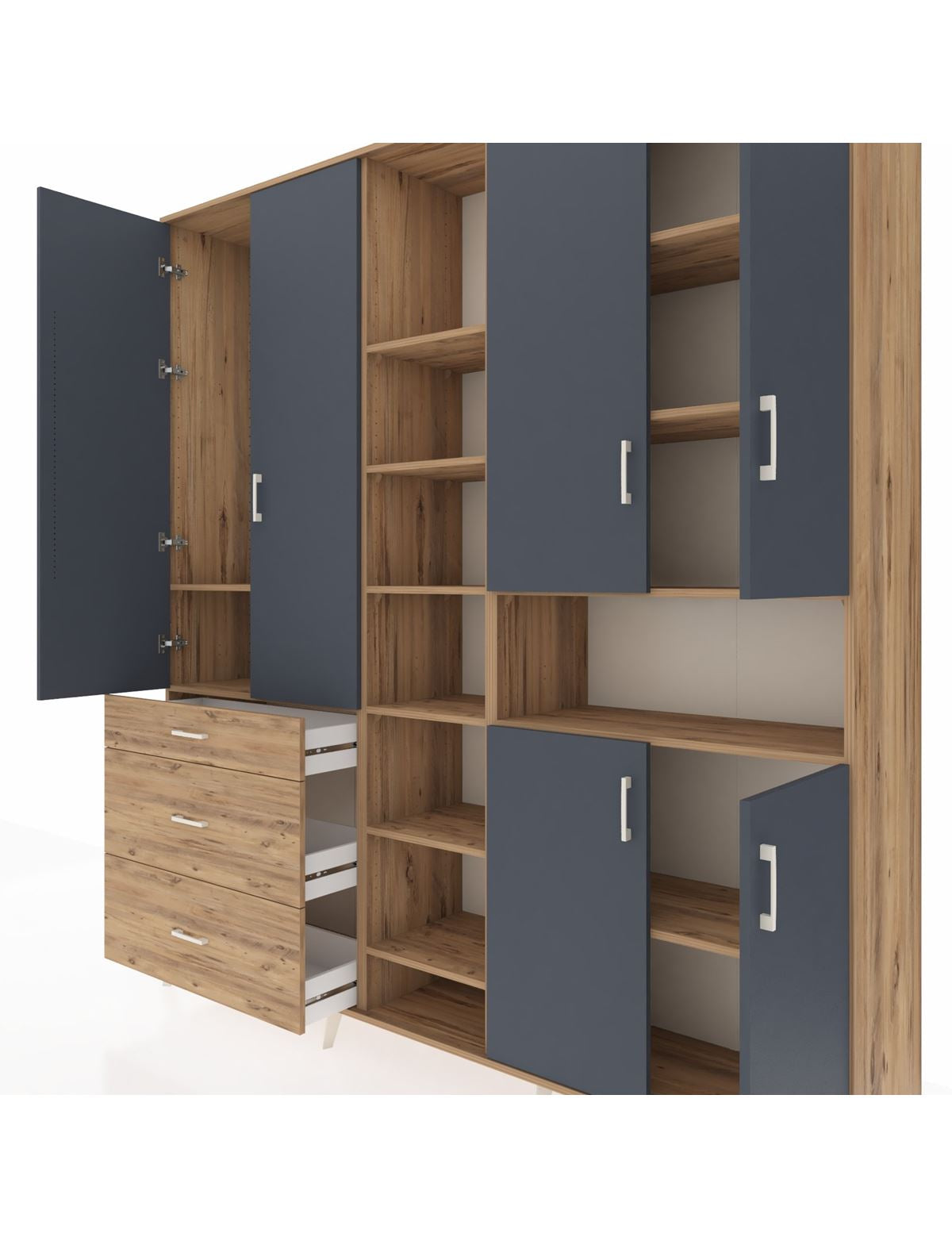 Hyperion Dolap 13 Raflı 3 Çekmeceli 6 Kapaklı 220x44x243 - S553M039V27B