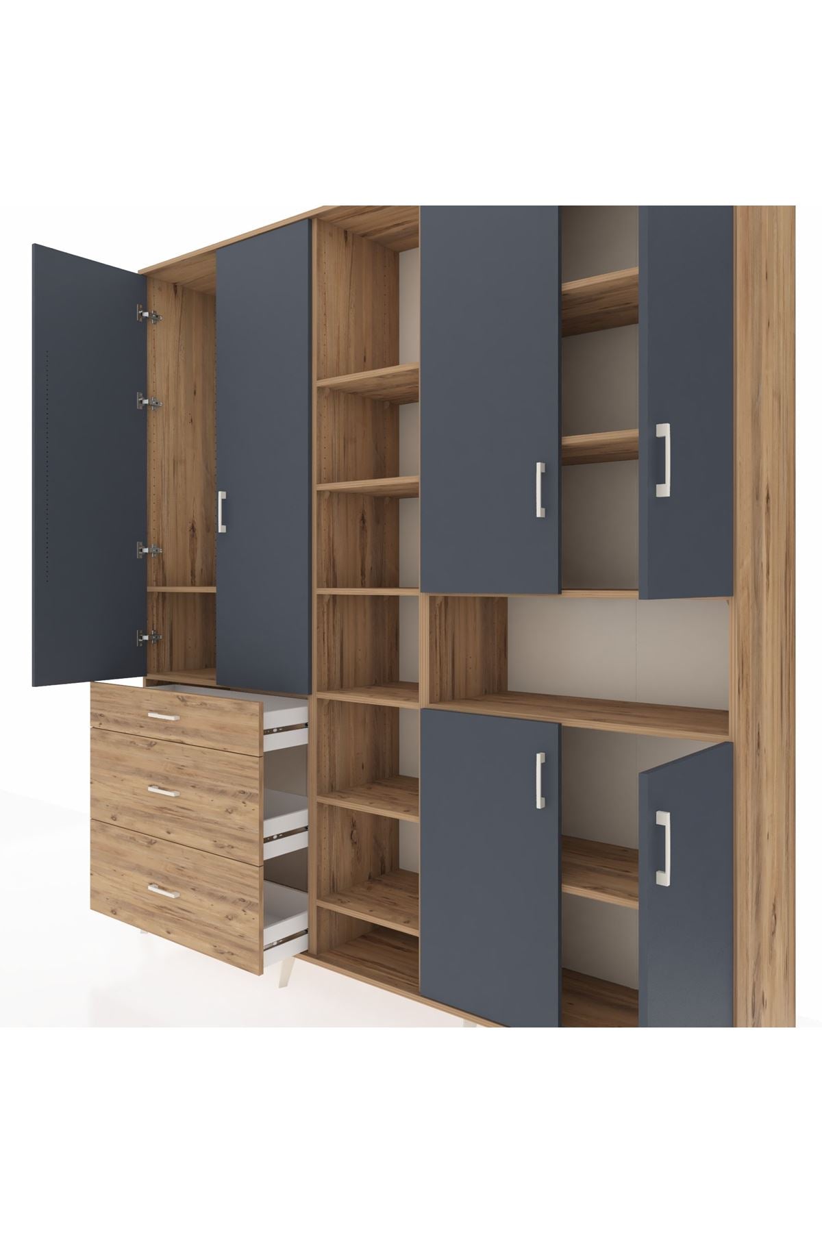 Hyperion Dolap 13 Raflı 3 Çekmeceli 6 Kapaklı 220x44x243 - S553M039V27B